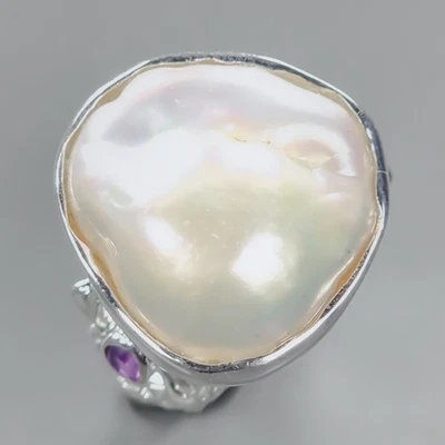 Joyería Regalo Anillo Perla Barroco Natural Plata de Ley 925 Talla 8/R438103 Foto 1 de 4