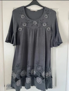 Uttam Boutique Grey Tunic Short Sleeves Size M - Picture 1 of 5