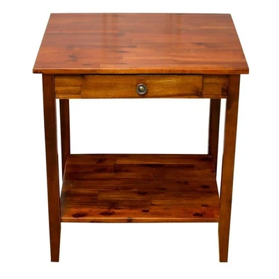 Solid Acacia Wood 22 in. Mahogany End Table - Image 1 of 4