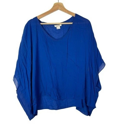 Helmut Lang Royal Blue Scoop Neck Dolman Short Sleeve Blouse S - Image 1 of 4