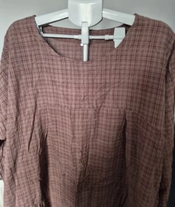 BRAND NEW Brown Checked Long Sleeved Dress With Pockets 5xl - Picture 1 of 5