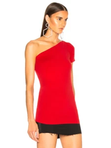 NWT Helmut Lang Asymmetric Tube Tank Seamless Jersey Scarlet Red L - Picture 1 of 3