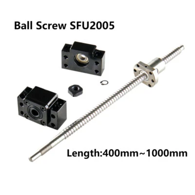 Ball Screw SFU2005 & Ball Nut 400mm 800mm 1000mm & BK15/BF15 End Support CNC - Image 1 of 4