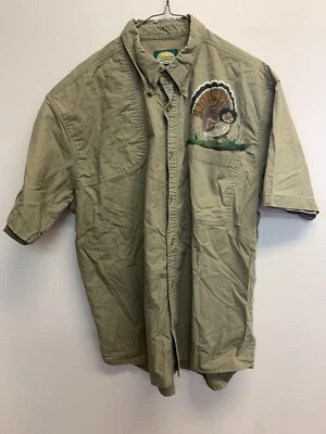 Cabela's Men's Short Sleeve Button Down Casual Shirt, Khaki, Breathable - Image 1 of 4