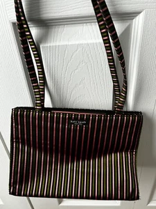 Bolso Monedero Kate Spade New York Vintage Rosa Verde Negro Rayas - Imagen 1 de 8