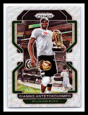 💥 GIANNIS ANTETOKOUNMPO 2021-22 PRIZM SILVER WAVE HOLO REFRACTOR # 1 - Image 1 of 2