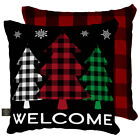 Checkered Trees Winter Decorative Pillow Indoor Outdoor 17" x 17" Briarwood Lane