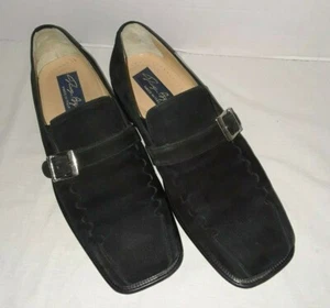 Dino Bigioni 90s Men's Shoes Euro Size 40 Monk Strap MADE IN ITALY Black Suede - Picture 1 of 7