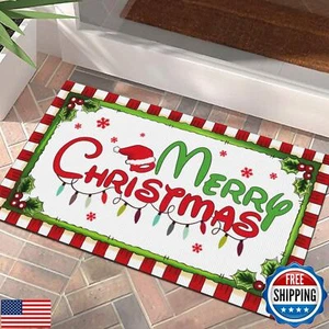 Xinglunla Merry Christmas Doormat Welcome Front Door Mat Xmas Vintage Rustic - Picture 1 of 5