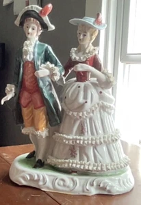 Vintage Victorian Porcelain Figurine. Gentleman & Lady Strolling. 12" Tall - Picture 1 of 6