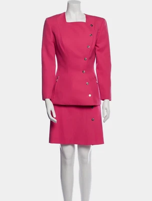 Thierry Mugler Hot Rosa Chaqueta Estructurada Falda Lana Conjunto De Colección Años 90 Francia Foto 1 de 4