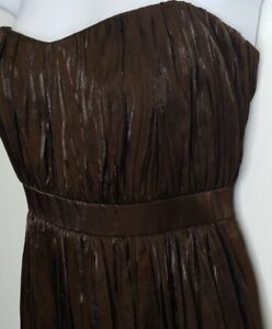 NWT Laundry By Shelli Segal Formal Dress 12 Strapless Metalic Brown Bubble Hem 
