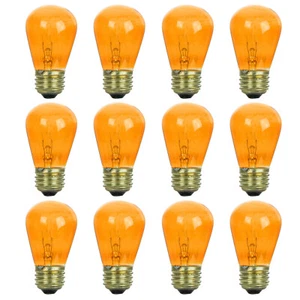 12Pack S14 LED Orange Light Bulb, Orange Transparent Glass Bulb, 11W E26 Colored - Picture 1 of 2