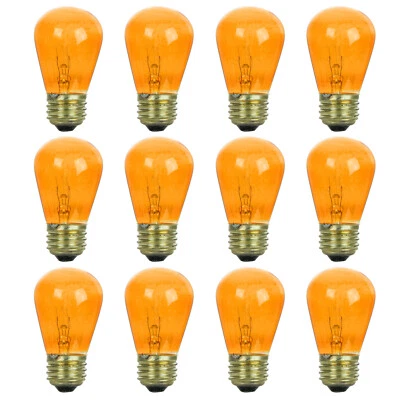 12Pack S14 LED Orange Light Bulb, Orange Transparent Glass Bulb, 11W E26 Colored - Image 1 of 2