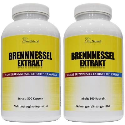 PRO NATURAL Brennnessel 600 vegane Kapseln - echter Brennnessel-Extrakt 900mg 2 Dosen