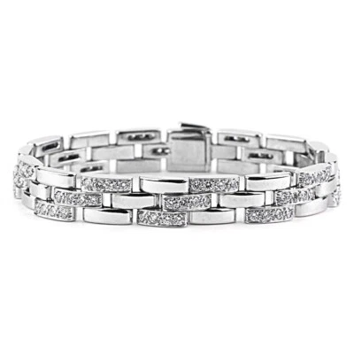 卡地亚 Maillon Panthere 钻石手链 18K 白金带盒 — 第 1/4 张图片