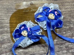 Vintage 1980s CABBAGE PATCH KIDS Hair Barrettes Clips With Ribbon Homemade? - Picture 1 of 6