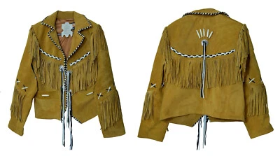 Women Western Cowgirl Fringed Suede Leather Jacket with Braided Design - Imagem 1 de 4