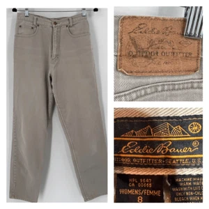 Vintage 90s Eddie Bauer Women Barrel Hi-Rise Mom Jeans Gray Denim Size 8 Cotton - Picture 1 of 11