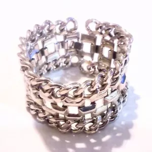 Vintage Chunky Silver Tone Chain Link Statement Bracelet - Picture 1 of 5