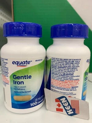 Equate CANADÁ Hierro Suave 100 Cápsulas, EXP:2026MA Foto 1 de 4