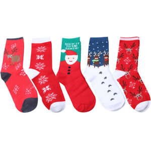 5 Pairs Funny Xmas Socks for Women - Cotton Novelty Patterns