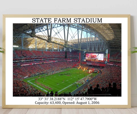 Arizona Cardinals Stadium Wall Art, State Farm Stadium Poster Digital Printable Cover