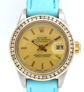 Ladies Vintage ROLEX Oyster Perpetual Datejust 26mm Gold Champagne Dial Watch - Picture 1 of 5
