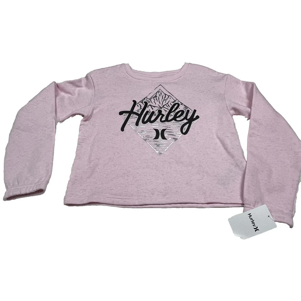 HURLEY Barbie Pink Pullover Sweatshirt Cropped Girl's Size XL