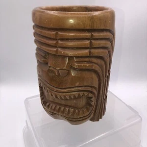 Vintage 6” Carved Wooden Tiki Mug - Picture 1 of 8