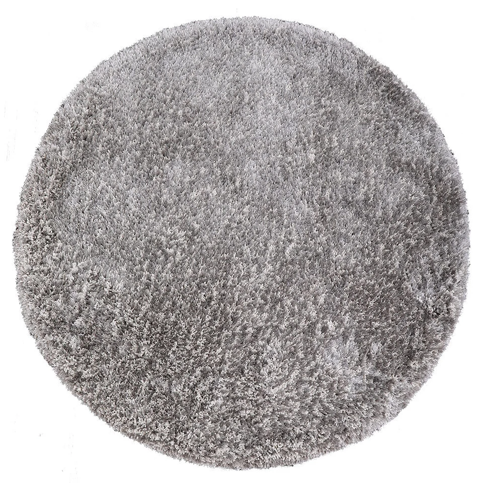 Hand Tufted Shag Polyester Round Area Rug Solid Gray White BBH Homes BBK00111 - Image 1 of 1