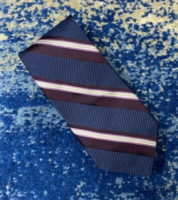 Corbata de seda John W. Nordstrom azul ciruela lavanda blanco azul marino rayas sesgadas EE. UU. Foto 1 de 4