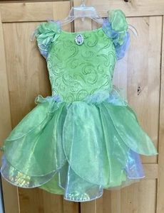 Disney Store Tinkerbell Costume Crown Wand & Tights Size Med 7/8 - Picture 1 of 18