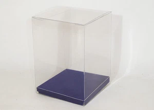 10 SCATOLE TRASPARENTE 12X12X19 CM FONDO BLU BOMBONIERE FAI DA TE  - Imagen 1 de 1