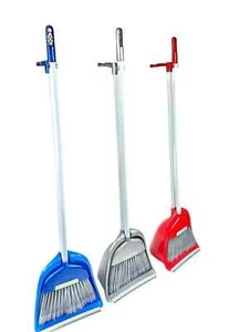 Dustpan and Brush Set Long Handled Handle & Broom Sweeper Red/Blue/Grey/Brown - Picture 1 of 24