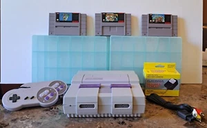 SNES Console + Super Mario World ,All Stars & Kart- Super Nintendo -Guaranteed - Picture 1 of 1