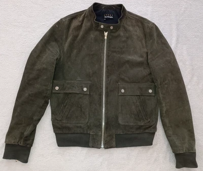 The Kooples mens RARE Dark Green Cow Leather Biker Jacket size 50 (S) - Image 1 of 4