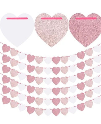 60 Piezas Guirnalda Colgante Corazones Rosa Brillante Día de San Valentín Aniversario Decoración Foto 1 de 4