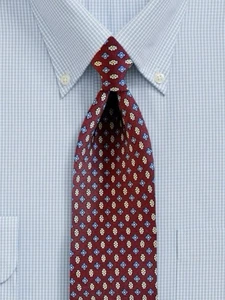 Corbata Jos A Bank Colección Ejecutiva de Seda Azul Vino Mini Floral Diamante - Imagen 1 de 12