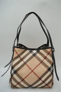 Bolso de mano Burberry Supernova genuino de cuero de lona recubierta a cuadros - Imagen 1 de 19