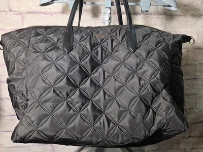 Bolso de Mano Kate Spade Negro Acolchado Nylon con Asas de Cuero con Certificado de Autenticidad Foto 1 de 4