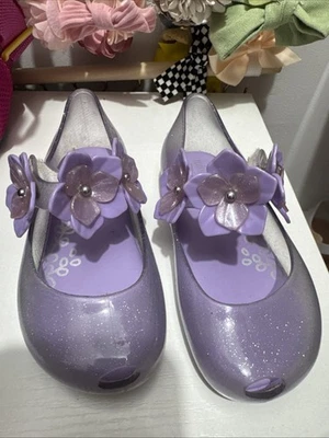 Mini Melissa Ultragirl Mariposa Mary Jane Plana Niñas Talla 8 Púrpura Goma Jalea Foto 1 de 4