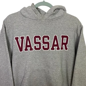 Vassar College Sweatshirt Hoodie Small Gray Champion Fleece Pullover New York - Picture 1 of 6