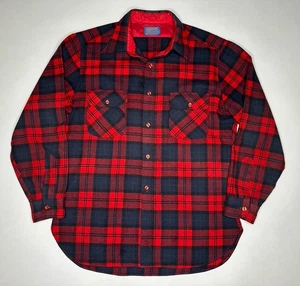Vintage Pendleton Virgin Wool Tartan Plaid Field Shirt Made In USA L - Picture 1 of 8
