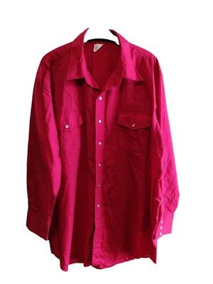 Vintage Malco Modes Men's Pearl Snap Shirt Size 18 34 Cowboy Western Classic Red - Image 1 of 4