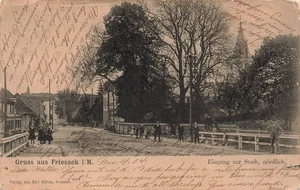 GRUSS AUS FRIESACK i M GERMANY EINGANG ZUR STADT 1904 VINTAGE POSTCARD 100825 - Picture 1 of 2