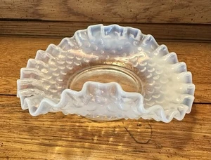 Vintage Fenton Opalescent Hobnail Candy Dish Bon Bon Ruffled Crimped Edge - Picture 1 of 6