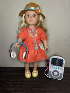 My Life As Sydney Puppe 18 Zoll blonde Haare braune Augen mit Karaoke Maschine Kopfhörer - Bild 1 von 12