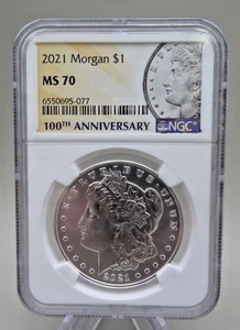 2021 NGC MS70 - Morgan Silver Dollar 100th Anniversary - Picture 1 of 2
