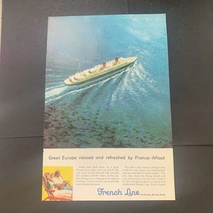 Anuncio relajado vintage 1956 French Line Greet Europe - Imagen 1 de 2